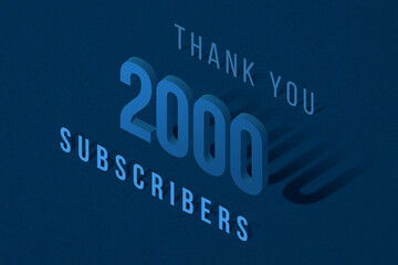 2000 subscribers celebration greeting banner with Isomatric Design