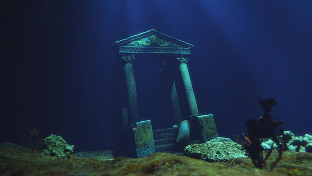 Lost Atlantis Gate Underwater, Animation.Full HD 1920×1080. 11 Second Long.