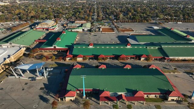Oklahoma State Fairgrounds in Tulsa OK. Aerial of Expo Square.