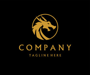 Circle dragon gold logo template