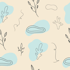 Seamless pattern flat design matisse style vector illustration in nude colors.