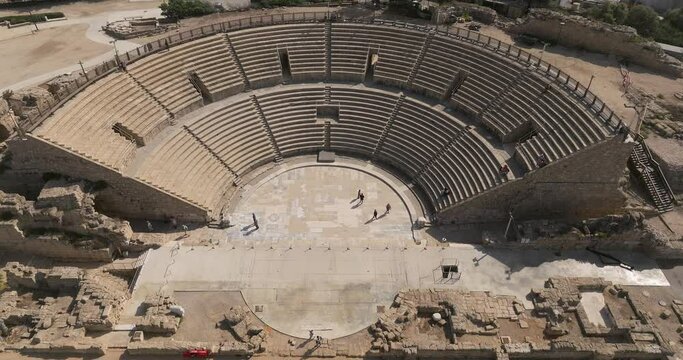 Ancient Roman theatre of Caesarea, Aerial view
