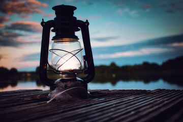 Laterne - Lampe - Lantern- Moody - Waterscape - Scenic - High quality photo - Photo Wallpaper