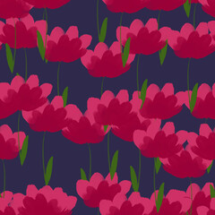 Tulips. Seamless background. Beautiful flowers. Watercolor.