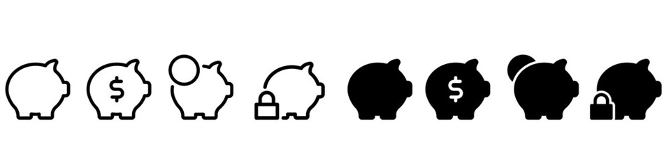 Piggy bank icon vector set. Saving illustration sign collection. deposit symbol. bank logo.