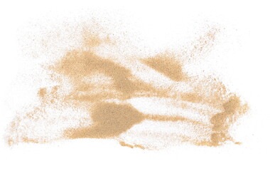  Sand pile scatter isolated on white background and texture, with clipping path, top view