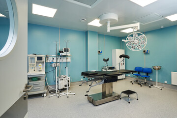operating room with operating lamp and equipment