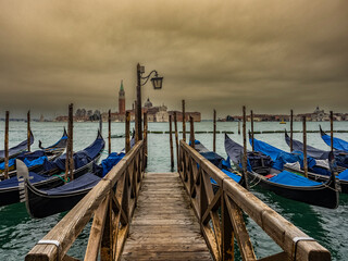 View of San Giorgio Maggiore island in Venice in a cloudy day at evening