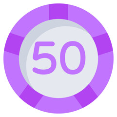 A colored design icon of casino token