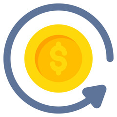 Dollar on hand, icon of dollar coin 