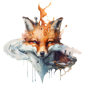 recommend clip art: Ink Dropped in Water Fox Art