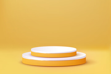 Luxury Yellow Podium. Abstract scene background. Product presentation, mock up, show cosmetic product, Blank Podium, stage pedestal or platform. 3D Vector.