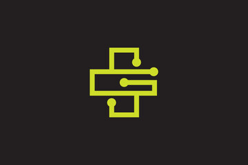 Fototapeta premium Minimal Awesome Trendy Professional Letter G S Plus Brand Logo Design Template On Black Background