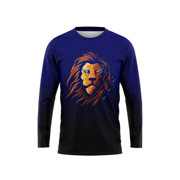 Here Are The 3D Mockup Of  Full Sleeve T Shirt That Contain Mighty Lion