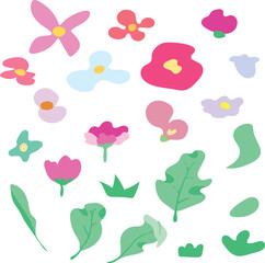 flower hand draw simple shape set