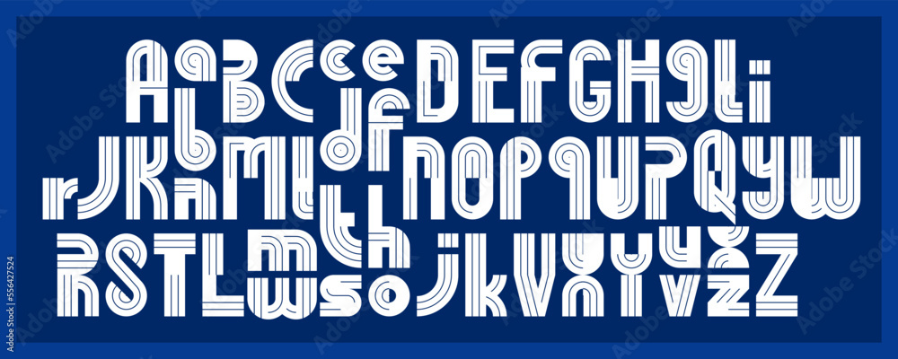 Fototapete abstract geometric original font vector typeset, logo creation alphabet minimal tech linear geometry