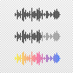 Vector set of sound waves icons. Gradient audio waves png, radio waves. Voice message png. Icons png. Interface design.
