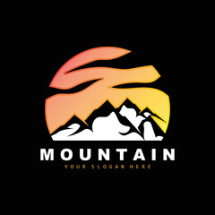Mountain Logo Design, Vector Place For Nature Lovers Hiker