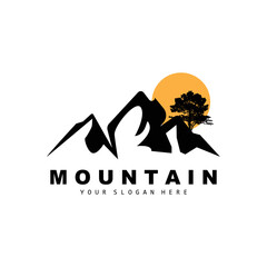 Mountain Logo Design, Vector Place For Nature Lovers Hiker