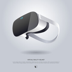 Realistic 3d VR Headset illustration. Vector Virtual Reality technology digital glasses poster template. Innovation device.