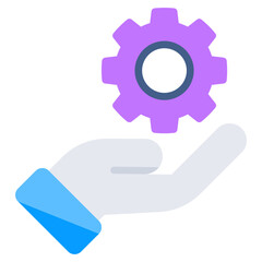 Gear on hand, icon of support 