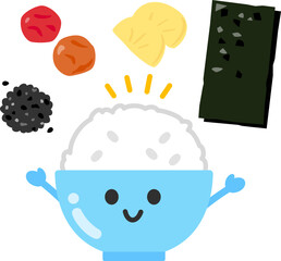 ご飯のキャラクターとご飯のお供