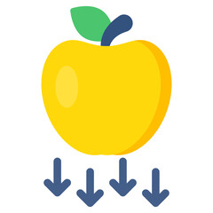 Colored design icon of falling apple 