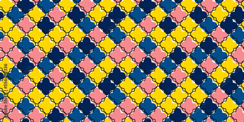Leinwandbilder colored crosses, texture seamless pattern. wallpaper vector with retro crosses. print and seamless p
