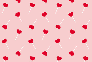 seamless pattern with heart lollipops for banners, cards, flyers, social media wallpapers, etc.