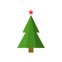Fototapeta premium Christmas tree flat icon set. Xmas cartoon craft collection. Vector new year winter holiday desing element