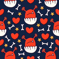 Halloween monster character cartoon illustration pattern design