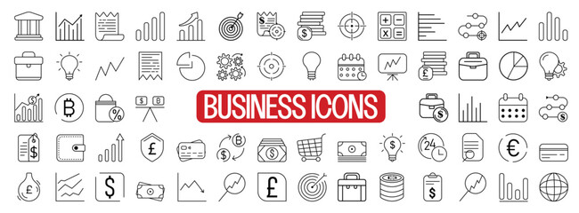 Fototapeta na wymiar Set of 64 Business icons.