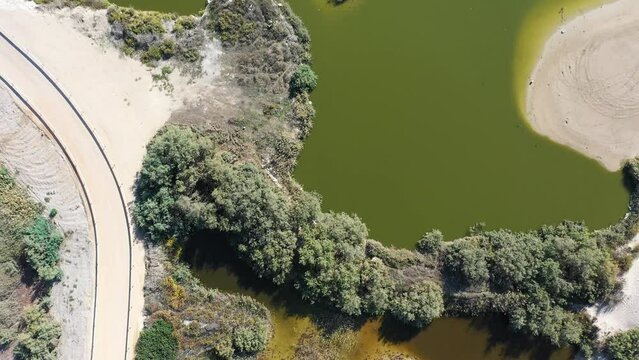 Aerial video of fish ponds in the area of Maagan Michael Israel