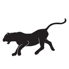 Lioness vector animal black silhouette.