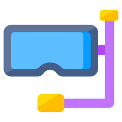 Oxygen pipe with goggles, icon of snorkeling mask