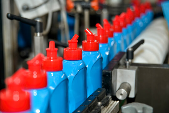 Detergent Bottles At Manufacturing Plant