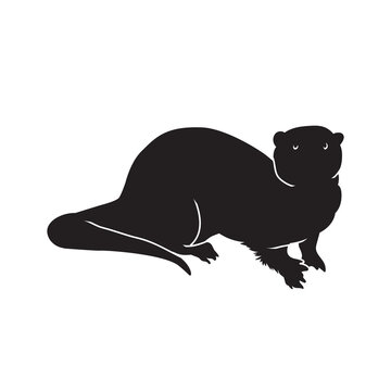 Otter vector animal black silhouette.