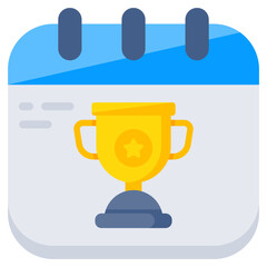 Calendar with trophy icon, award schedule vector