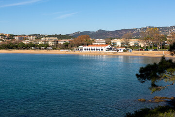 Fototapeta premium Steep and rocky coast, full of small beaches on the Costa Brava. A sunny day in winter