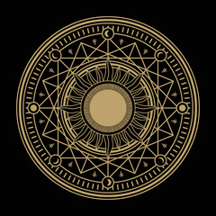 mysterious golden magical circle vector design