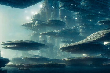 Fototapeta premium warship_in_galaxy