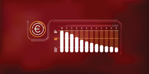 Abstract simple infographics about euro price fall.