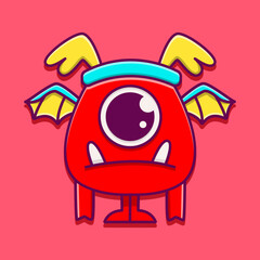 Doodle monster cartoon sticker design illustration