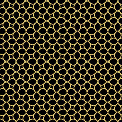 Seamless vector ornament. Modern wavy background. Geometric black and golden modern pattern