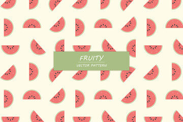 Watermelon fresh fruit cute design abstract seamless repeat vector pattern