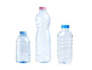 Plastic water bottle isolated on white background.
