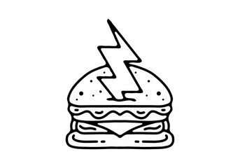illustration design of the burger and thunder tattoo