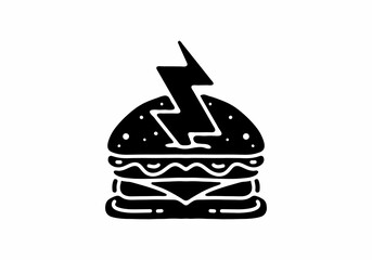 illustration design of the burger and thunder tattoo