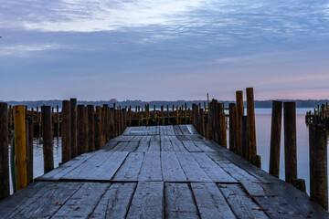 Photos of a picturesque autumn park on the lake in Lower Saxony, Germany. Dawn in the park.