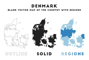 Denmark map. Borders of Denmark for your infographic. Vector country shape. Vector illustration.